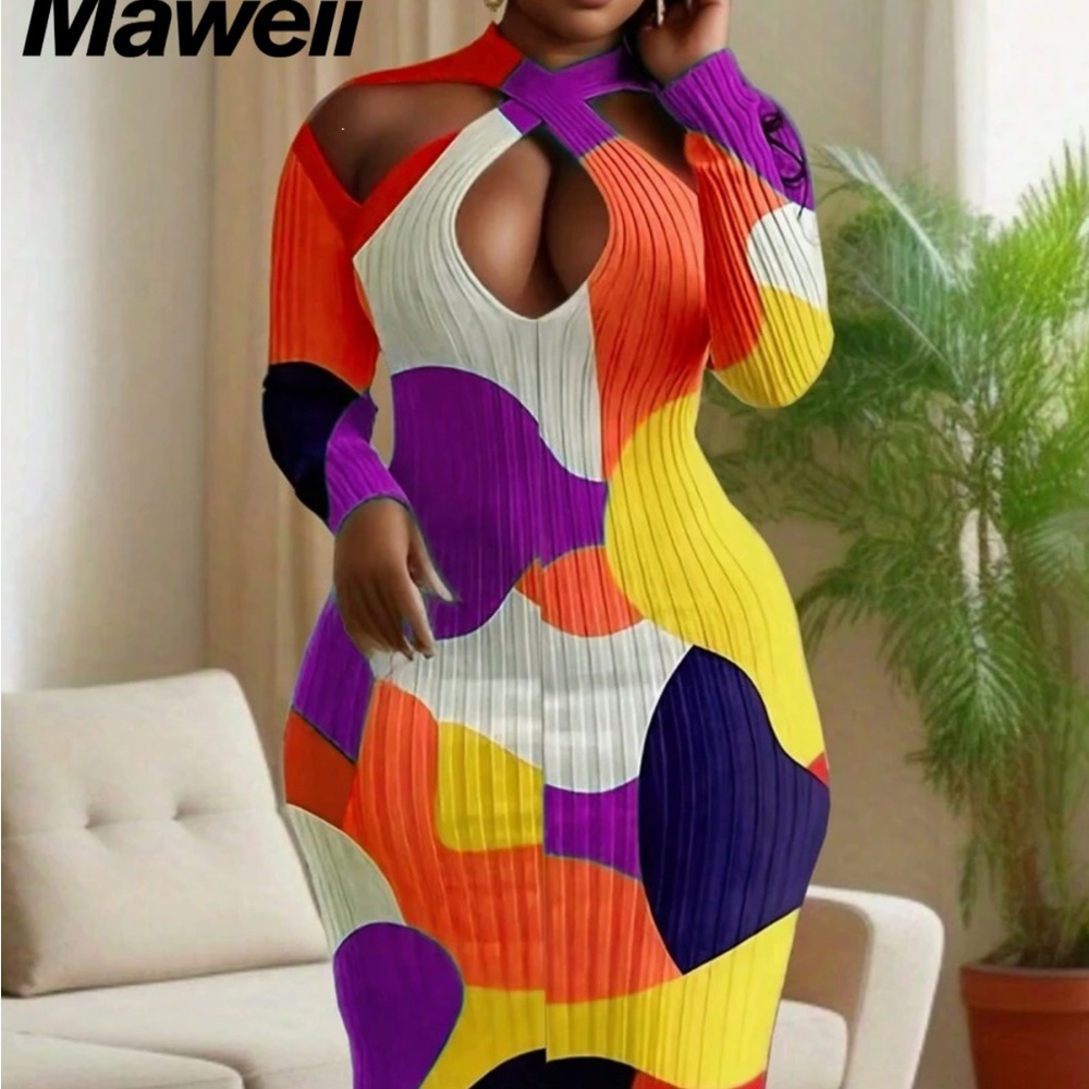 NEW SHEIN Long Sleeve Bodycon Striped Dress